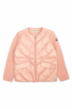 Moncler Enfant PINK Cardigan with quilted front