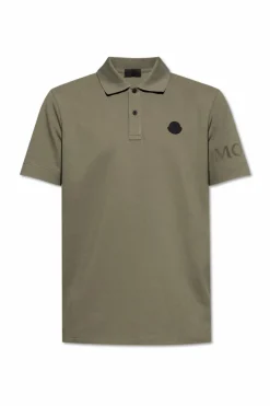 Moncler GREEN Polo with logo patch
