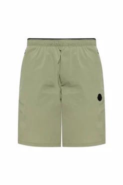 Moncler GREEN Shorts with logo patch