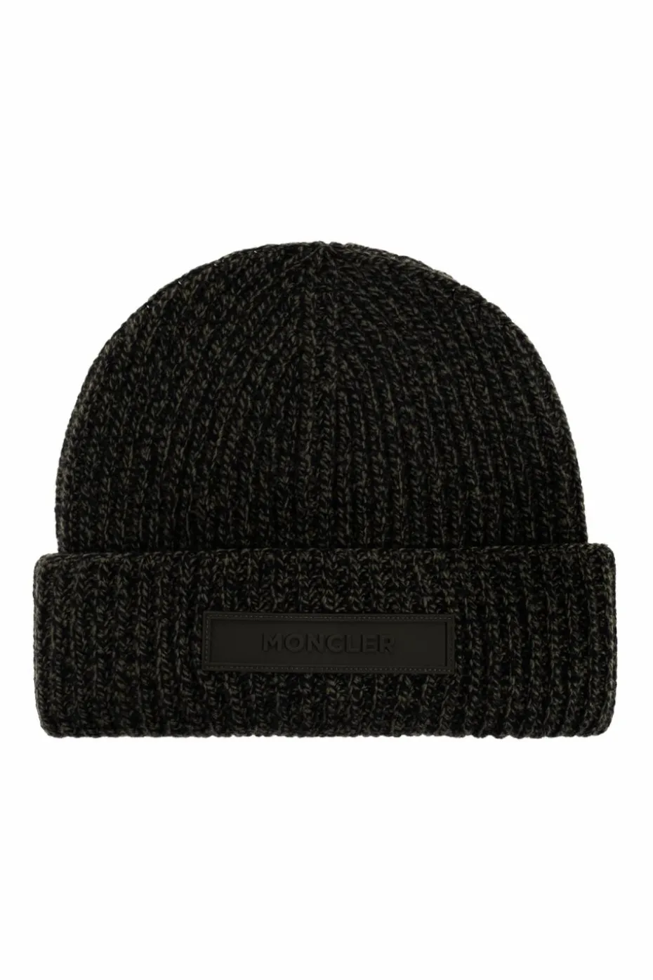 Moncler GREEN Wool beanie with logo patch