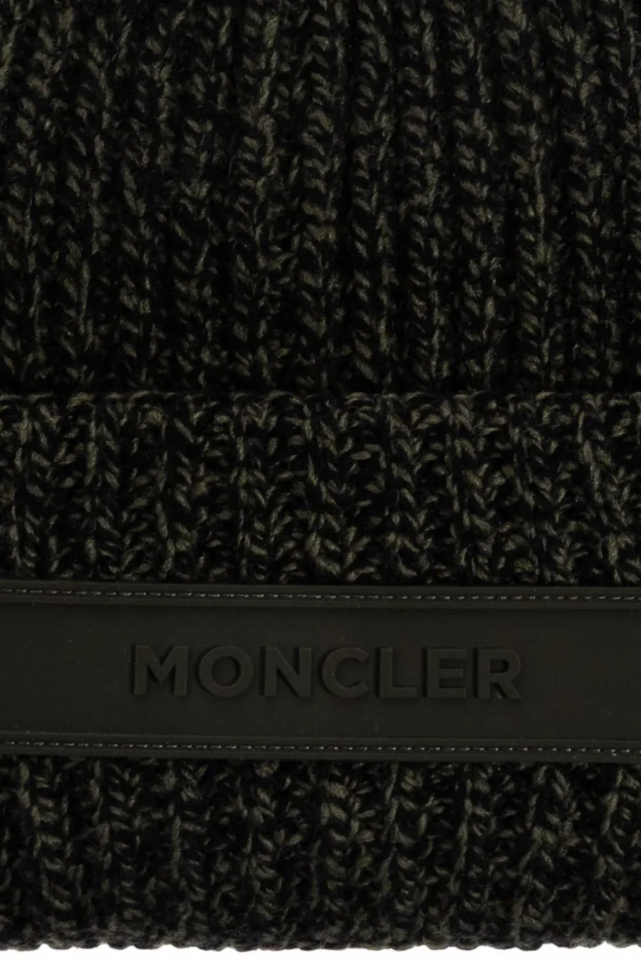 Moncler GREEN Wool beanie with logo patch