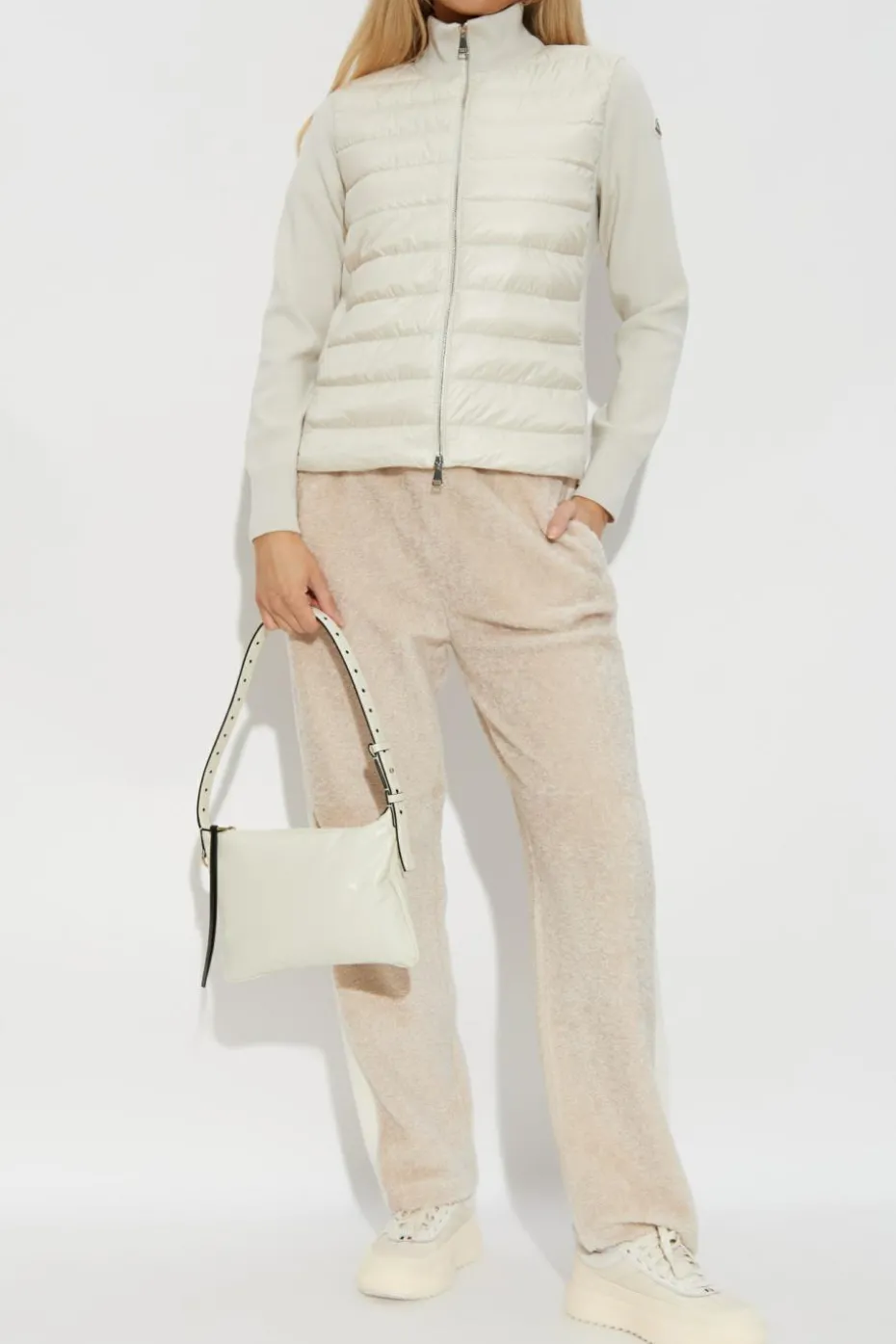 Moncler GREY Cardigan with stand-up collar