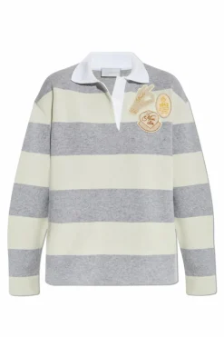 Moncler GREY Striped pattern polo