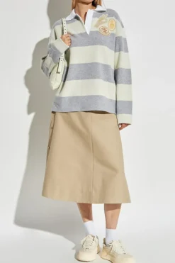 Moncler GREY Striped pattern polo