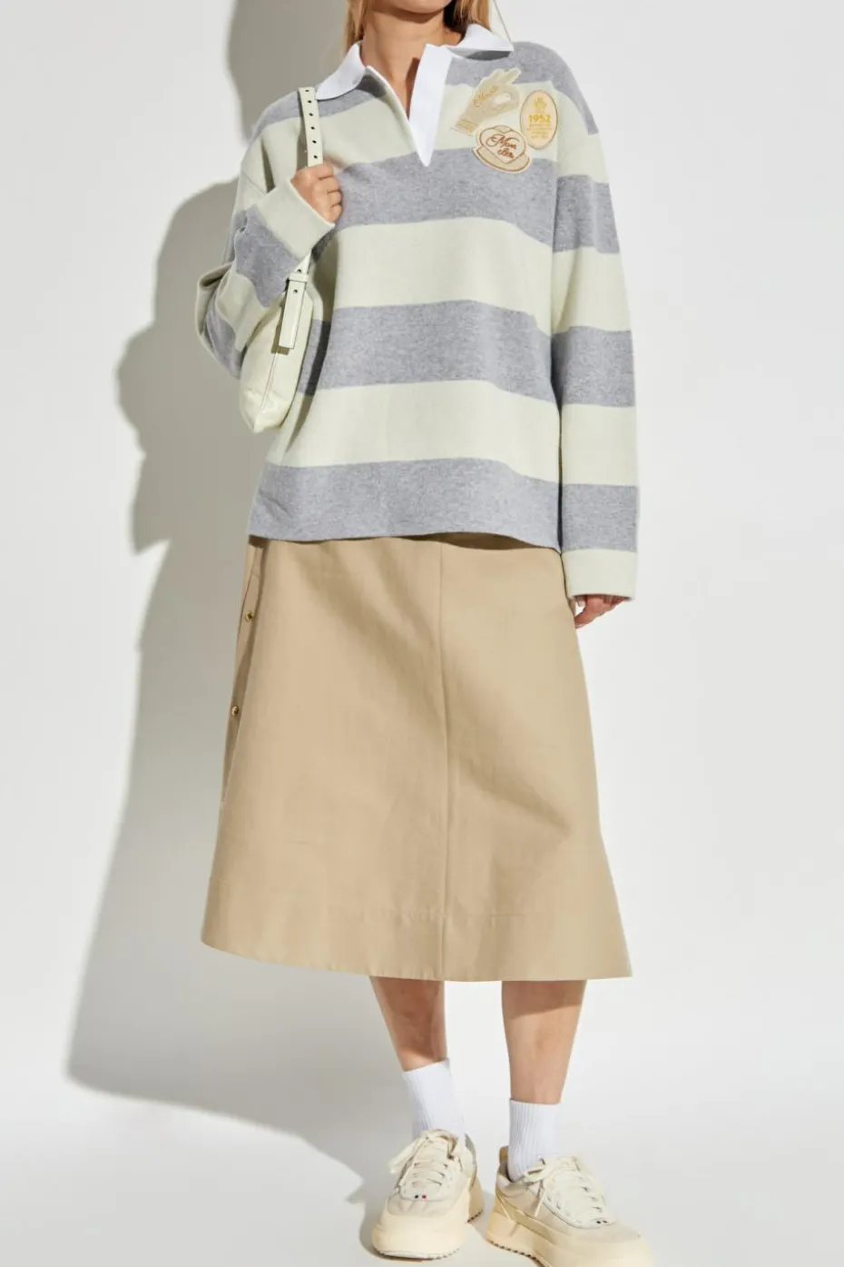 Moncler GREY Striped pattern polo