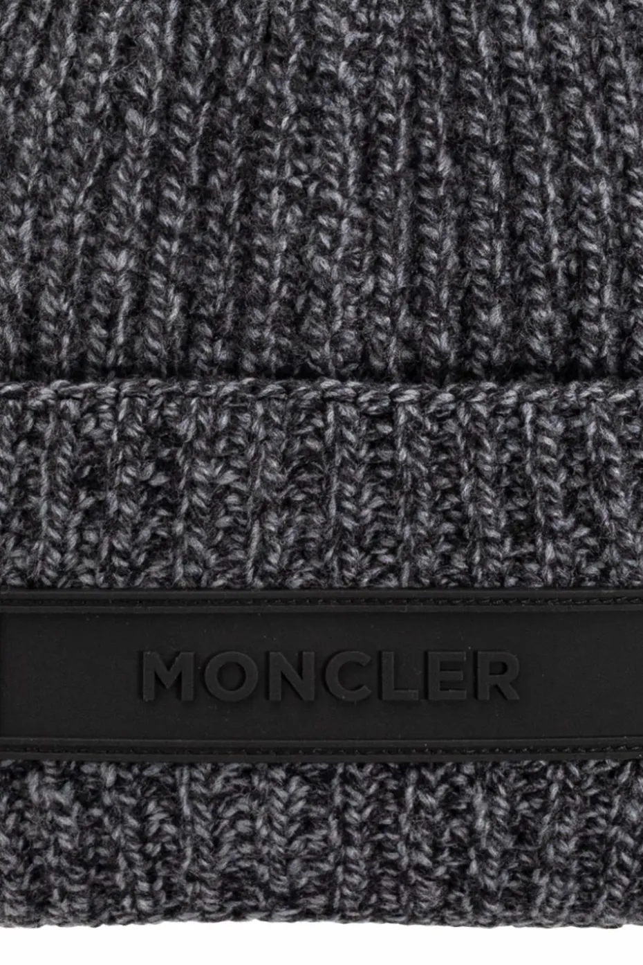 Moncler GREY Wool beanie with logo patch