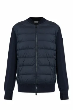 Moncler NAVY BLUE Cardigan with quilted front
