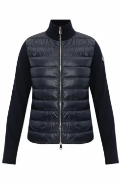 Moncler NAVY BLUE Cardigan with stand-up collar