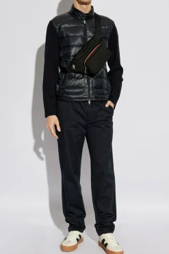 Moncler NAVY BLUE Cardigan with quilted front