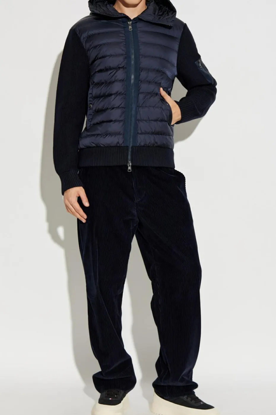 Moncler NAVY BLUE Cardigan with down front