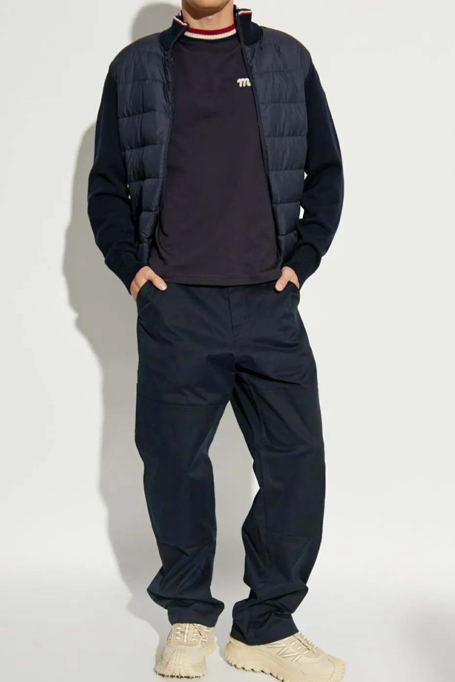 Moncler NAVY BLUE Cardigan with down insert