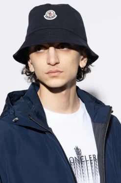 Moncler NAVY BLUE Hat with logo patch