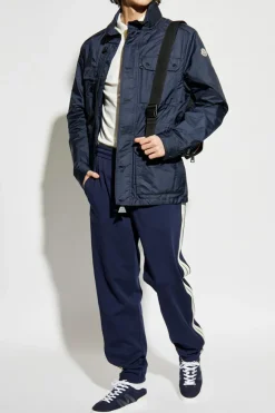 Moncler NAVY BLUE Pants with side stripes