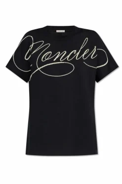 Moncler NAVY BLUE T-shirt with embroidered logo