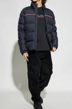 Moncler NAVY BLUE T-shirt with printed logo