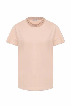 Moncler PINK T-shirt with decorative neckline