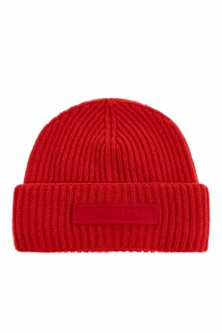 Moncler RED Wool beanie with logo patch