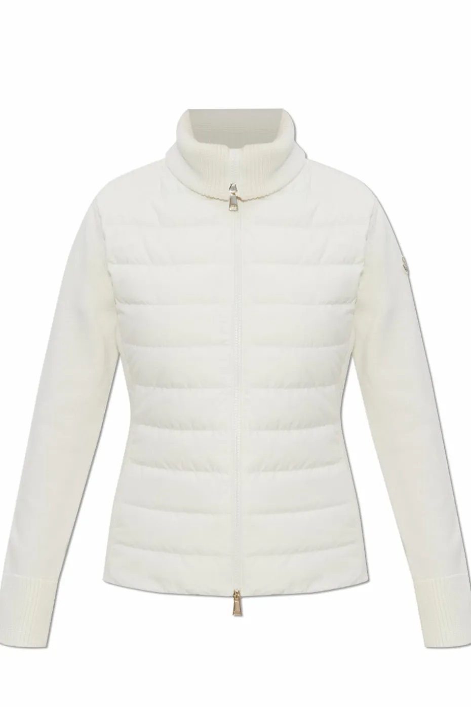 Moncler WHITE Cardigan with stand-up collar