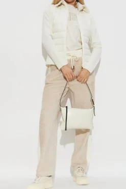Moncler WHITE Cardigan with stand-up collar