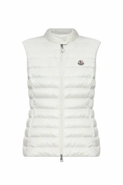 Moncler WHITE Down vest with stand-up collar