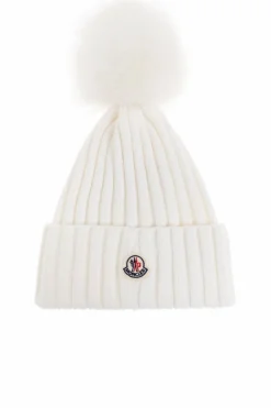 Moncler WHITE Pom-pom hat