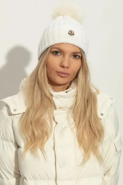 Moncler WHITE Pom-pom hat