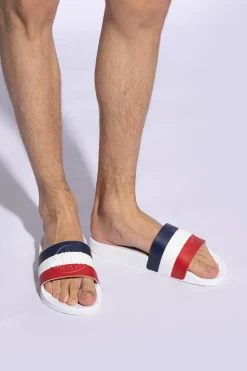 Moncler WHITE Rubber Slides 'Basile'
