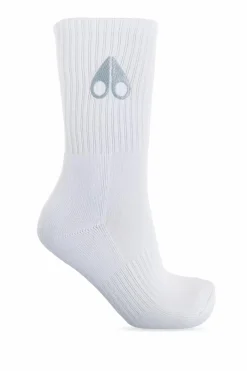 Moose Knuckles WHITE Cotton socks with logo