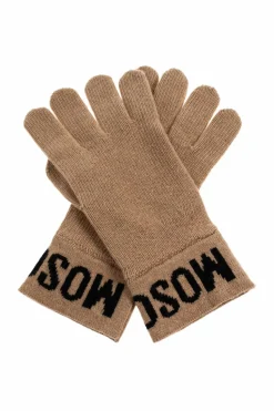 Moschino beige Gloves with logo