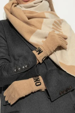 Moschino beige Gloves with logo