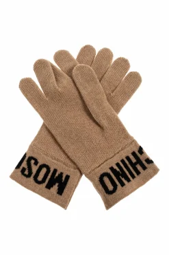 Moschino beige Gloves with logo