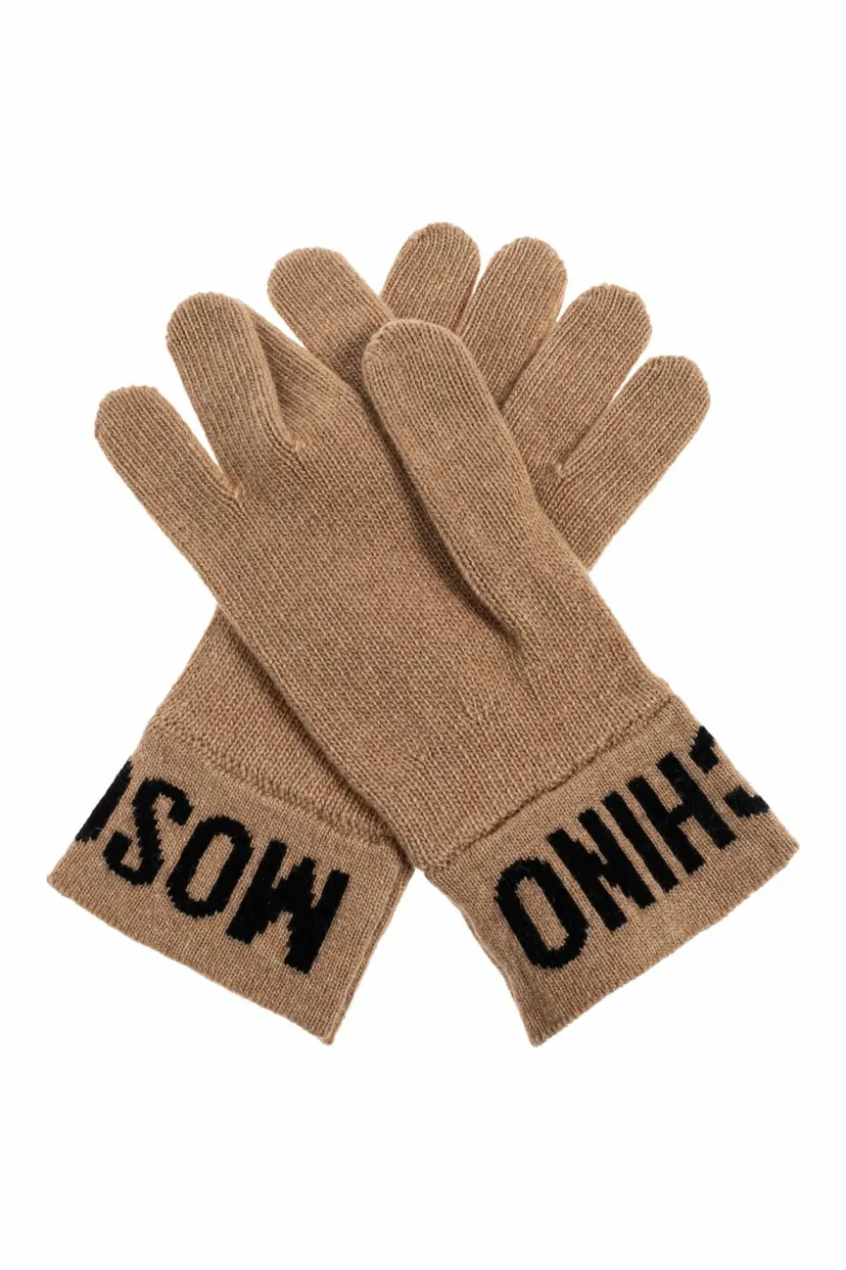 Moschino beige Gloves with logo