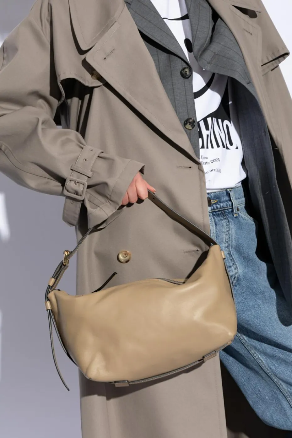Moschino beige Leather shoulder bag