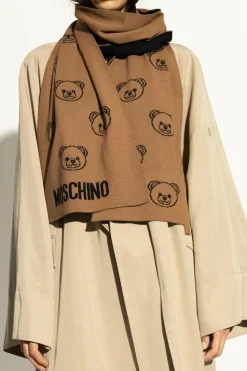 Moschino beige Scarf with a characteristic teddy bear motif