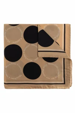 Moschino beige Silk scarf with logo