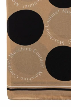 Moschino beige Silk scarf with logo
