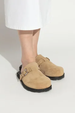 Moschino beige Suede slides