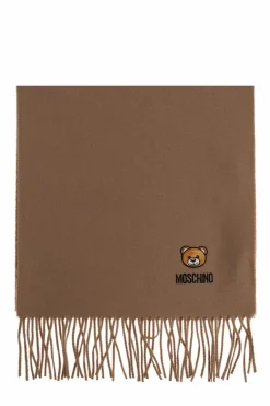 Moschino beige Wool scarf with logo