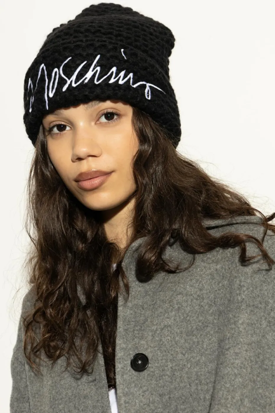 Moschino BLACK Cap with embroidered logo