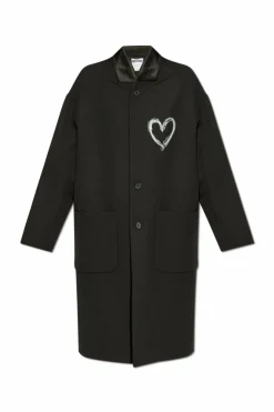 Moschino BLACK Coat with heart-shaped print