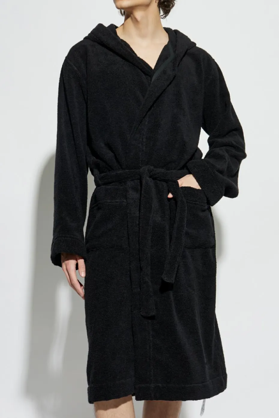 Moschino BLACK Cotton bathrobe with hood