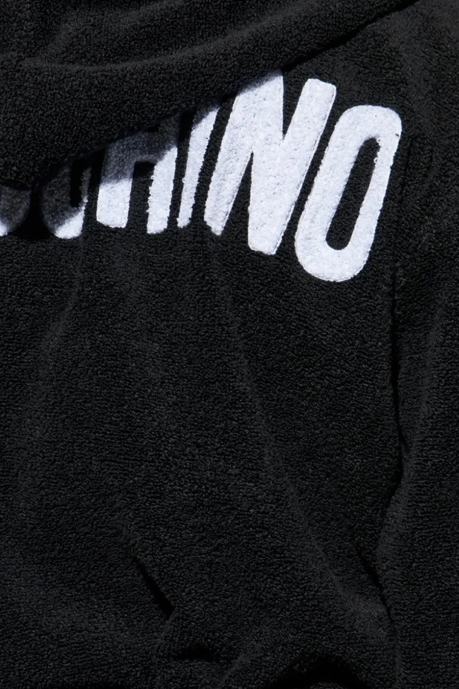 Moschino BLACK Cotton bathrobe with hood