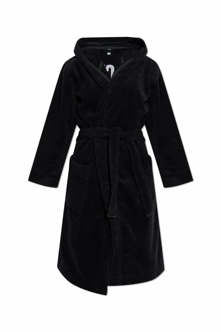Moschino BLACK Cotton bathrobe with hood