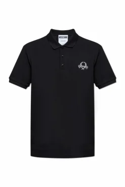 Moschino BLACK Cotton polo with embroidered logo