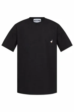 Moschino BLACK Cotton T-shirt with logo