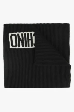 Moschino BLACK Knitted scarf with logo