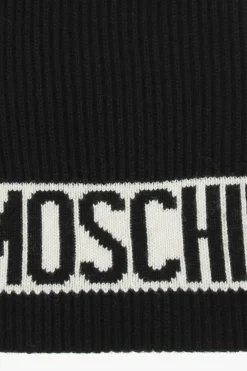 Moschino BLACK Knitted scarf with logo