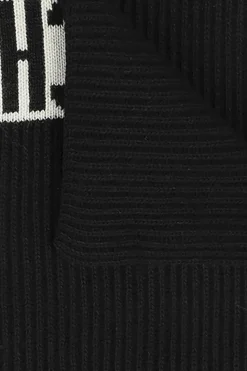 Moschino BLACK Knitted scarf with logo