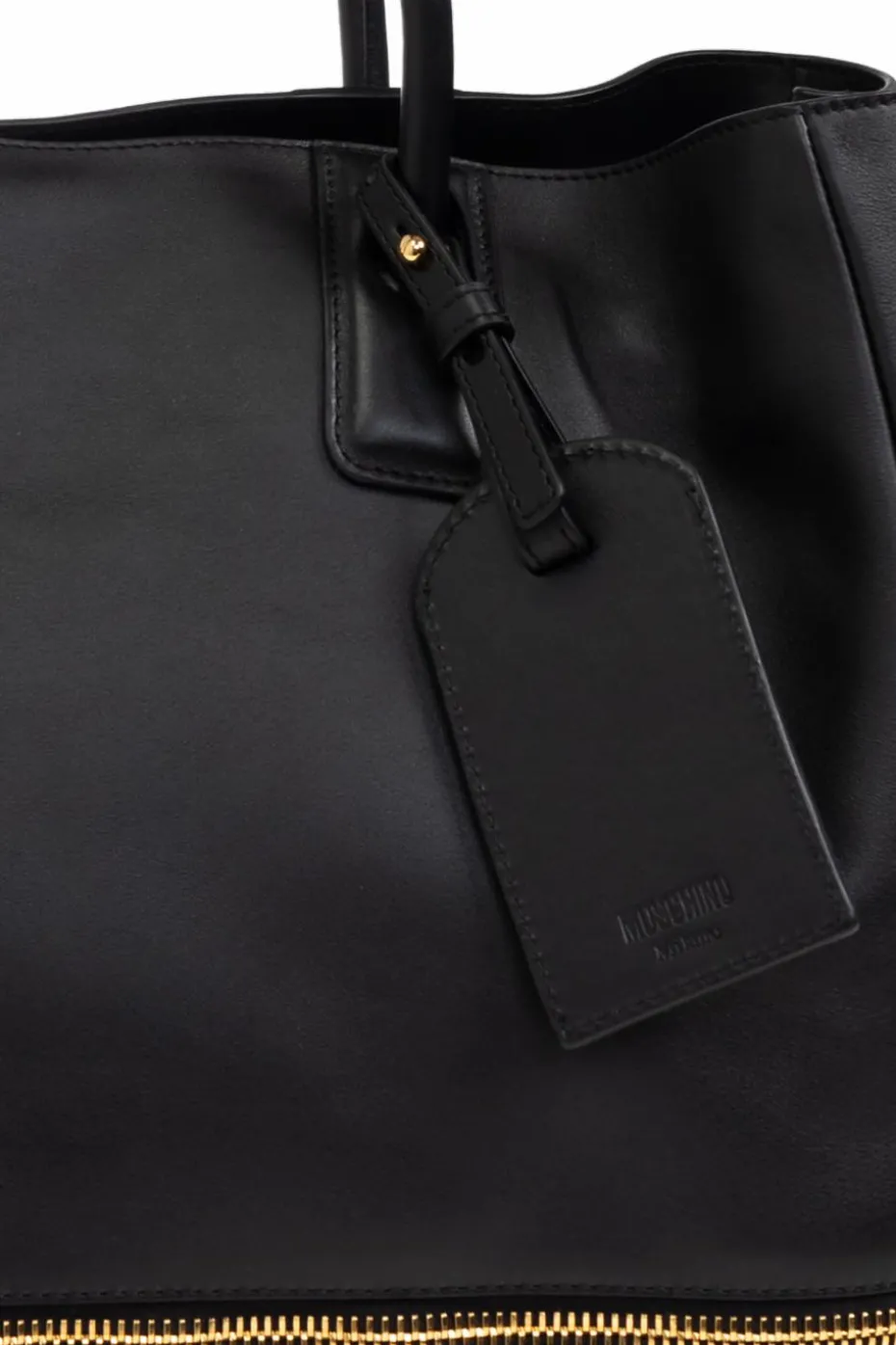 Moschino BLACK Leather shopper bag