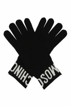Moschino BLACK Logo gloves
